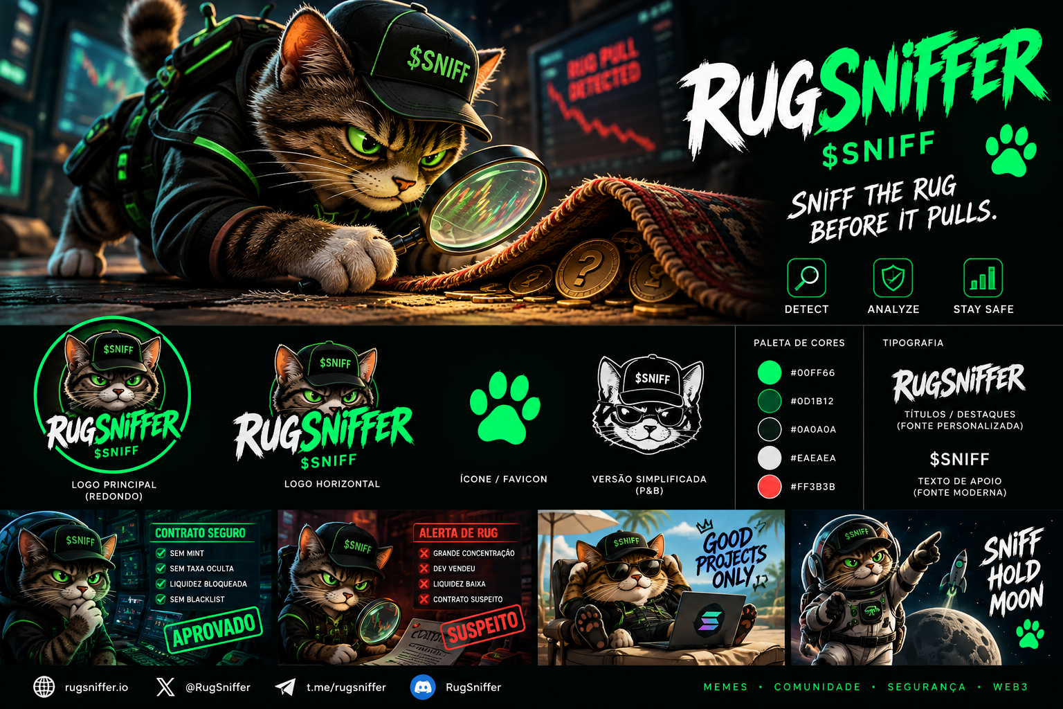 RugSniffer cat detective brand artwork